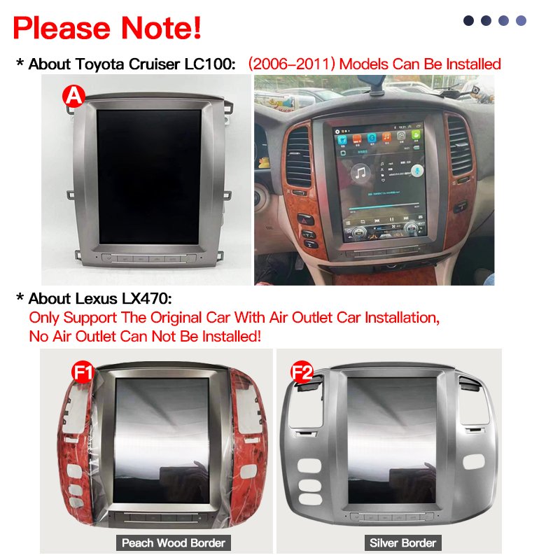 For Lexus LX470 For Toyota Land Cruiser LC100 2006-2011 Car Radio Player GPS Navigation Video Multimedia Android 13 Auto Carplay