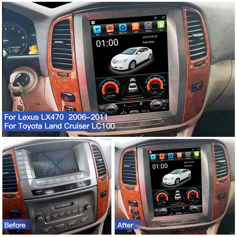 For Lexus LX470 For Toyota Land Cruiser LC100 2006-2011 Car Radio Player GPS Navigation Video Multimedia Android 13 Auto Carplay