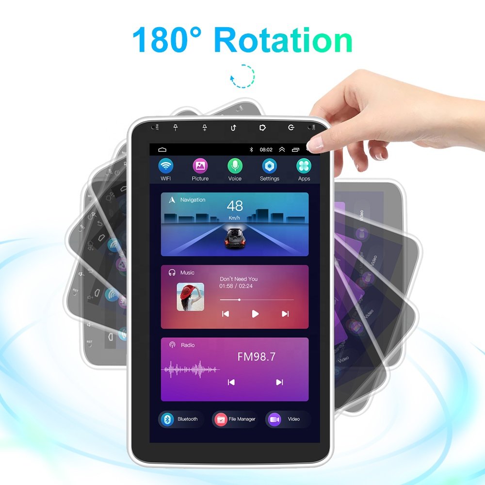 Podofo 10.1" Rotating Screen 2 Din Android 1+32/2+64GB Car Radio Stereo Autoradio Carplay Android Auto GPS Wifi BT Hifi Audio