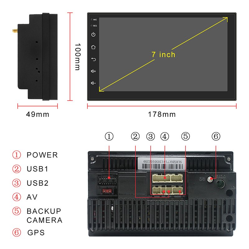 Android system gps player hands free car radio big 7 inch full touch screen for camera and multimedia
