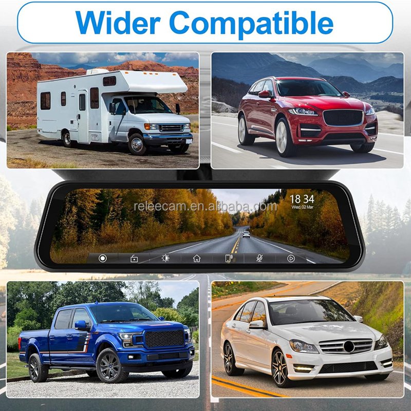 Relee Premium Wireless Carplay Mirror Dash Camera with 4K Resolution and Android Auto Integration