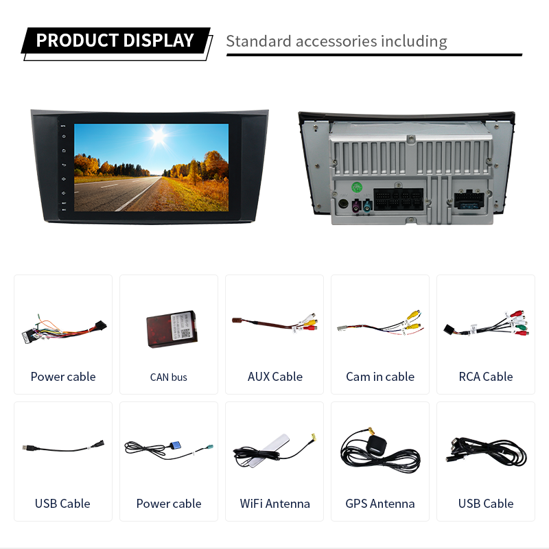 Klyde 7/8 Inch 2DIN Android 12 Carplay Screen Auto Electronics Stereo Car DVD Player For Mercedes Benz W219 W211