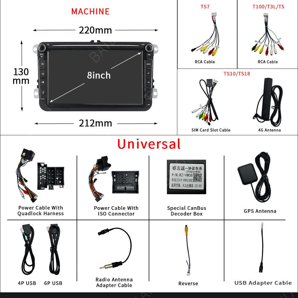 Double Din Android Car Radio 9" Auto radio WIFI GPS USB For Volkswagen Tiguan L 2017-2020 Android original style Car Dvd Player