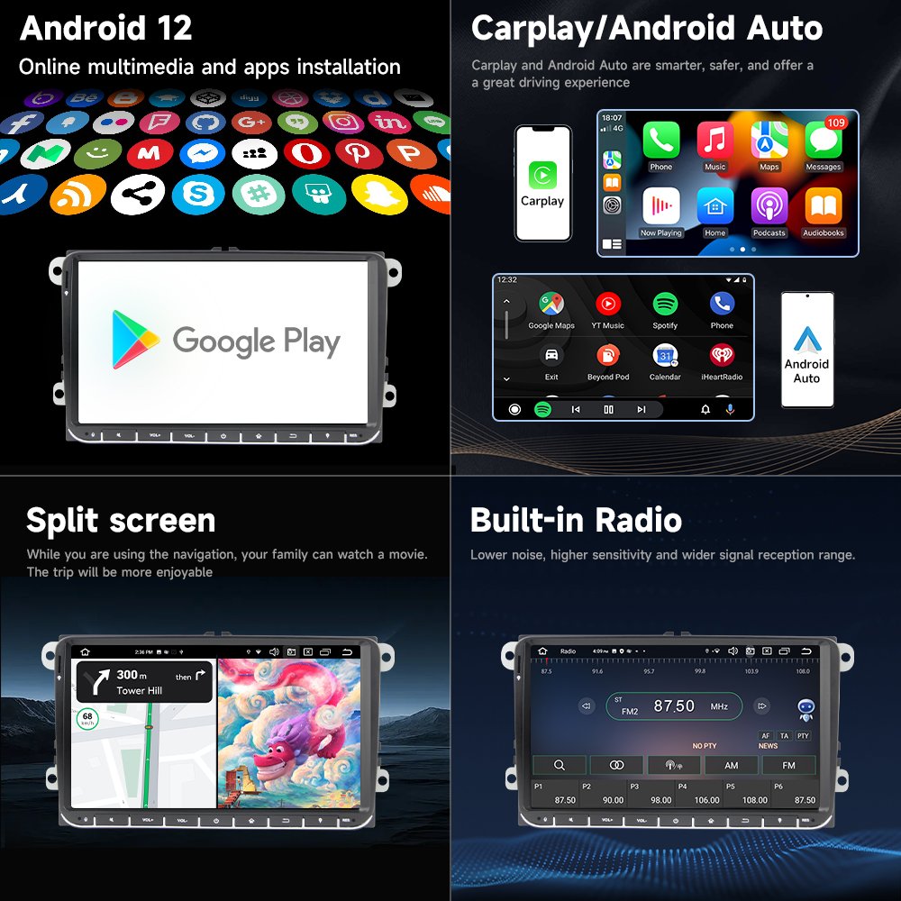 9" 4+64/8+128 Carplay Android Auto Android Car Radio For VW Passat Volkswagen Touch Screen