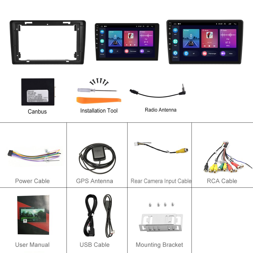 Podofo Android Car Radio 9 Inch 2 Din Car Stereo For Citroen Berlingo 2015-2018 Carplay Android Auto BT WiFi GPS Hi-Fi FM