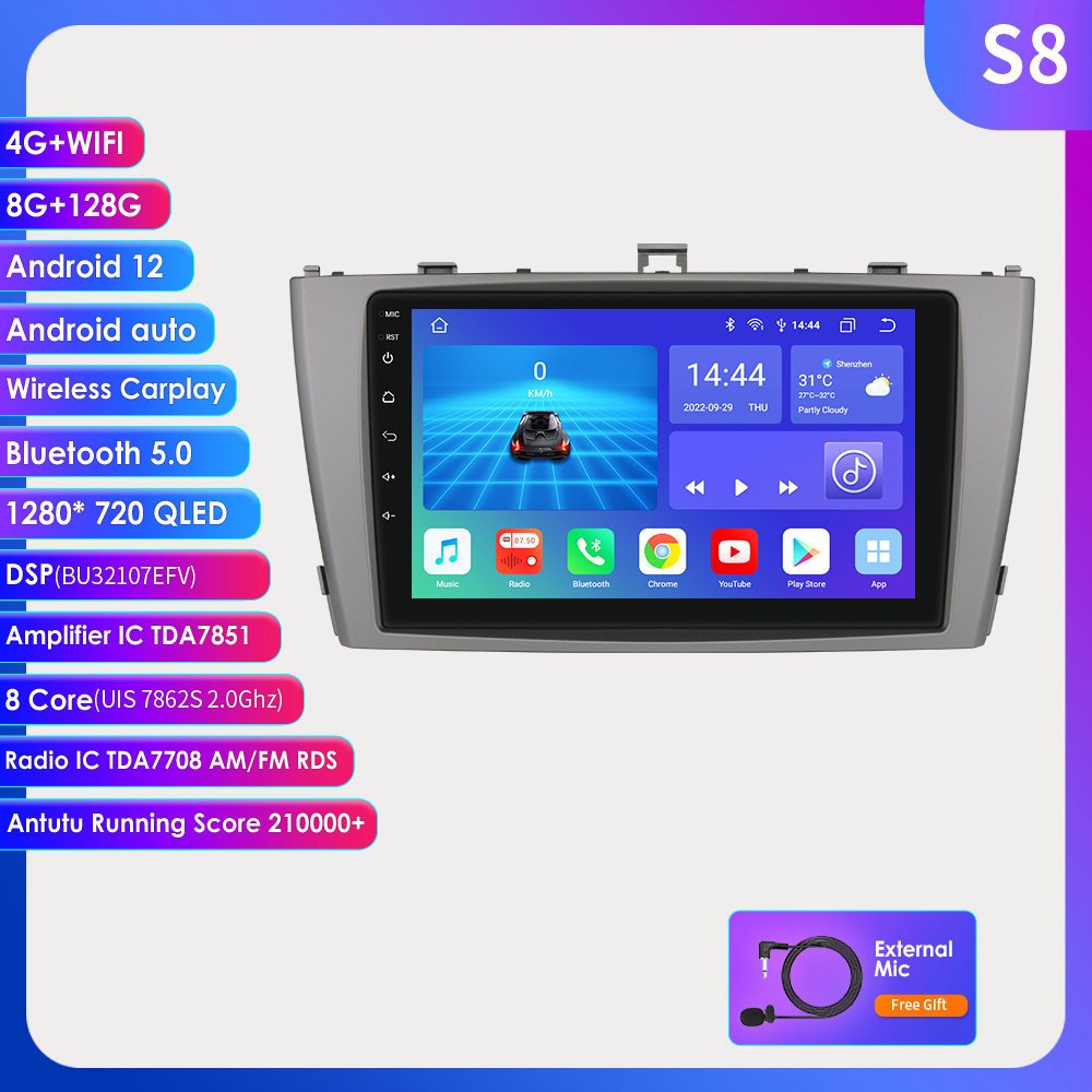 9 Inch Android Toyota Avensis Car Dvd Player Apple Carplay Android Auto Dashboard Touch Screen