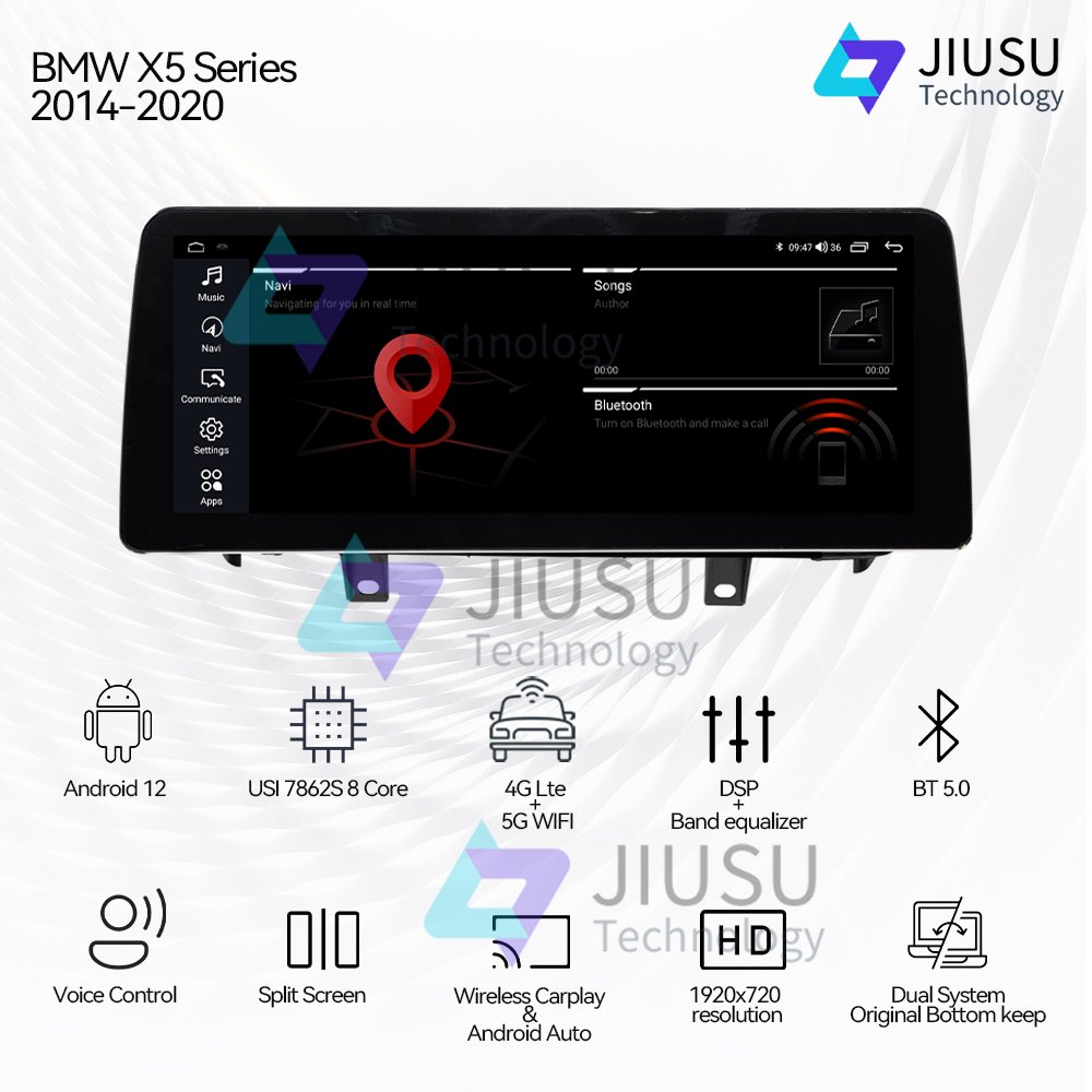 12.3inch Android 12 Car Radio GPS Navigation DVD Player Stereo Multimedia Audio System for BMW X5 F15 NBT EVO 2014-2020