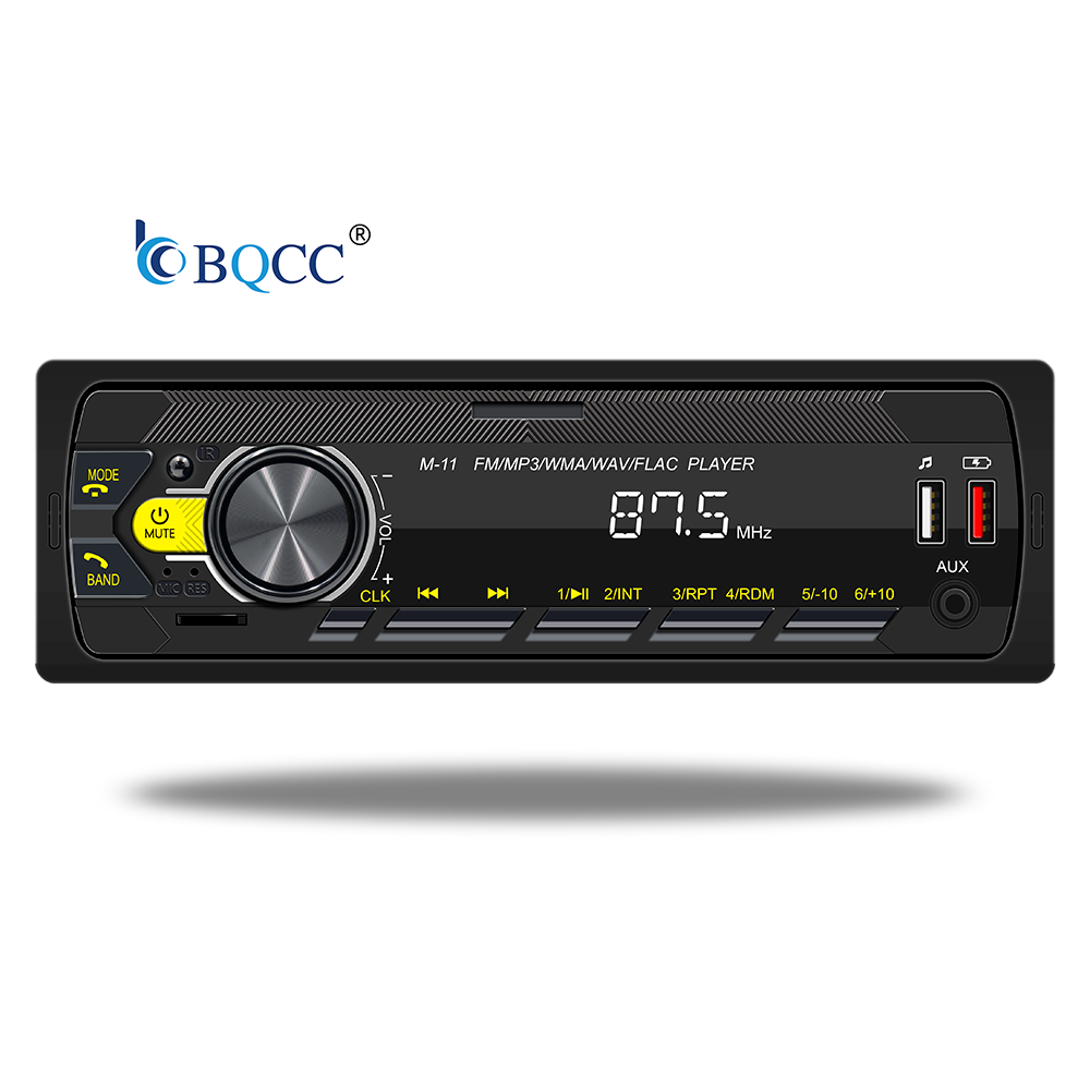 BQCC 12V 1din Indash Hands-free Call APP Control Radio FM AM Receiver Car MP3 Radio Car DVD Music Playback Voice Assistant M11