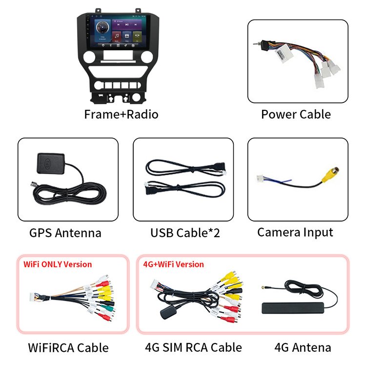 9'' Android Car DVD Player Touch Screen Radio Stereo Car Audio Video GPS Navigation For Ford Mustang 2015 2016 2017 2018~2020