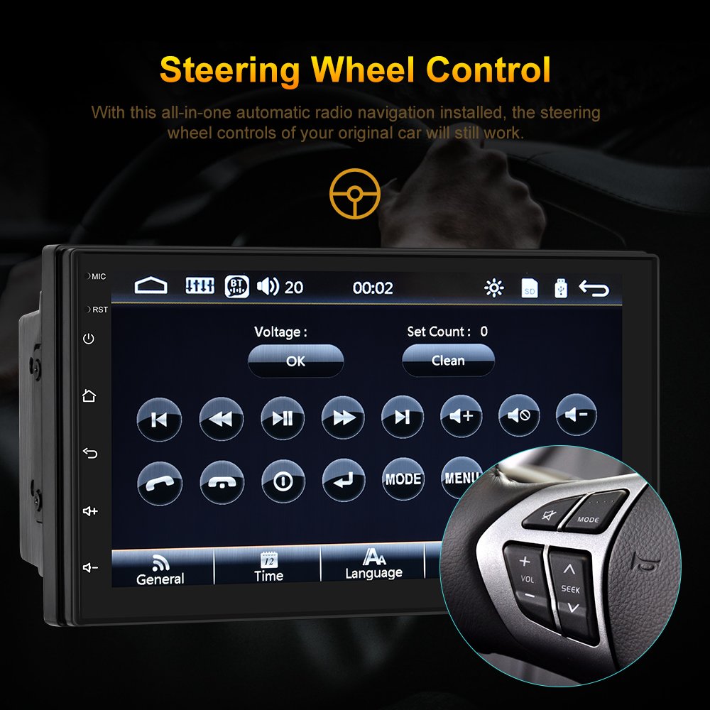 Podofo Double Din Car Stereo Carplay & Android Auto Car Radio Autoestereo 2 Din 7'' HD Touch Screen BT FM Receiver + Mic