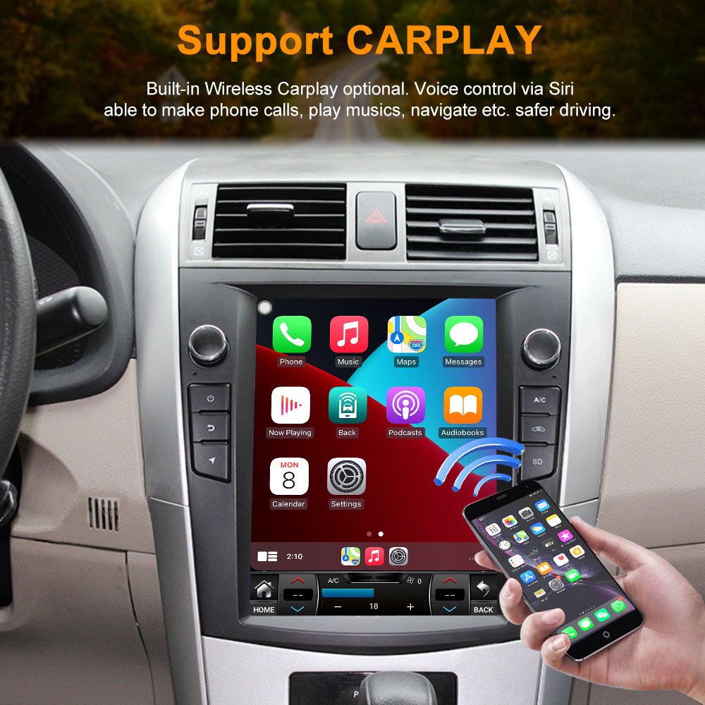 10.4Inch Android 2din Car Radio Navigation GPS Multimedia Video Player For Toyota Corolla 2008 - 2012 with Carplay WIFI