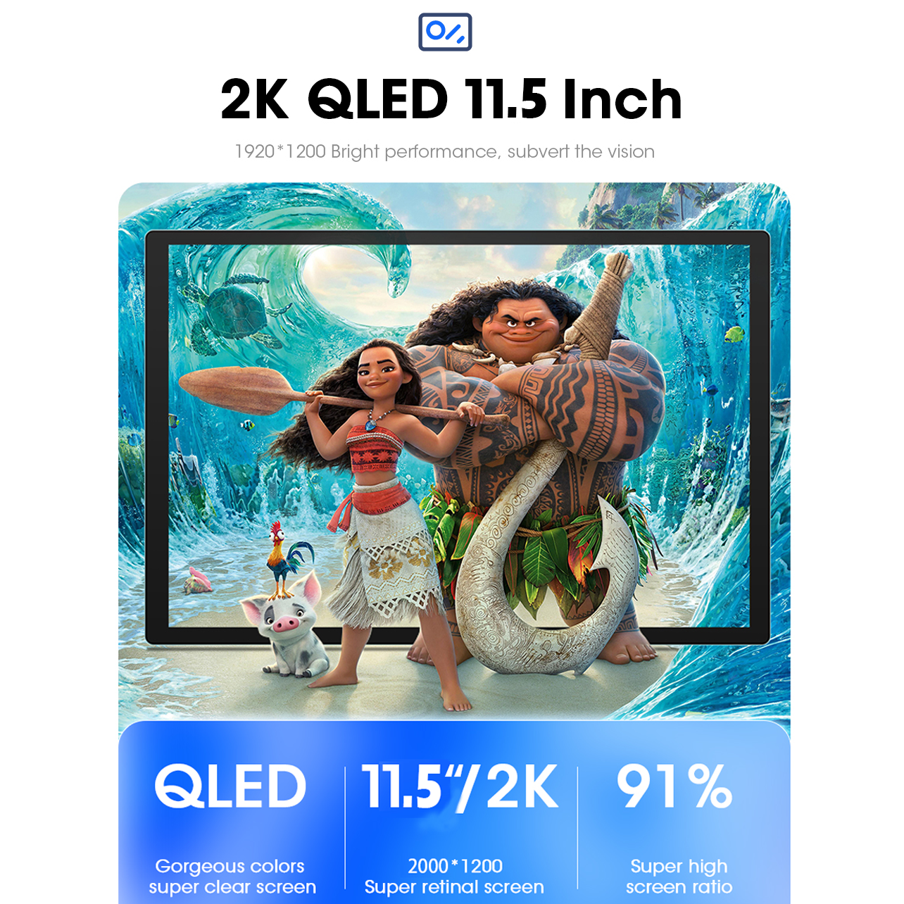 11.5 inch 2din Universal Android Car DVD Latest Android13 Colorful Lights DSP Multimedia Player Car Radio
