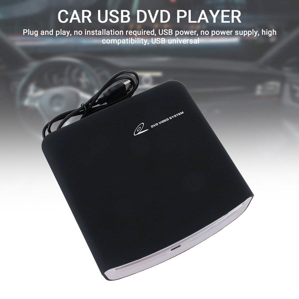 Universal External Car CD System MP3 HD Video Player With USB PowerP Compatible with PC TV Android Head Unit Stereo