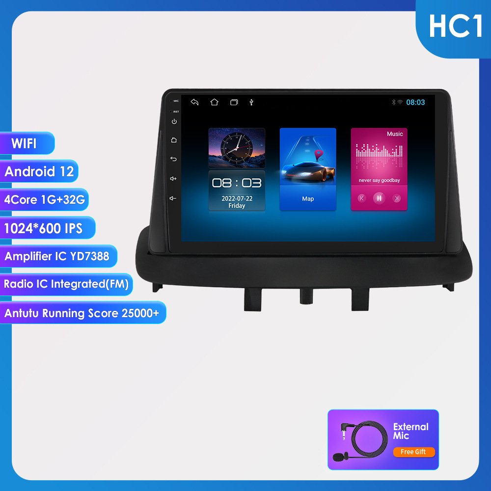 9 Inch Android 12 car dvd Player for Renault Megane 3 2008 2014 with apple car play with navigation & gps 4g