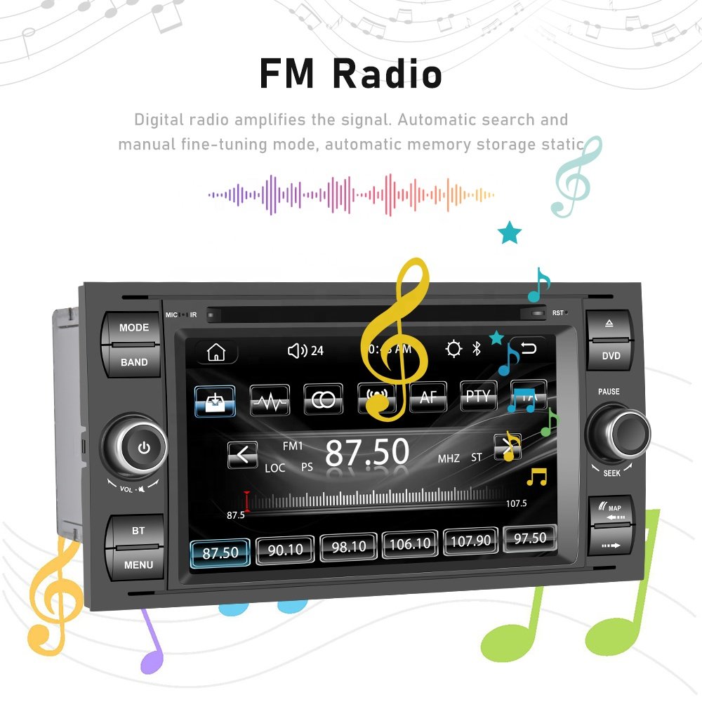 Podofo Double Din 7'' Car MP5 Player Car DVD Player Carplay Android Auto For Ford Transit GPS FM BT Touch Screen Autoradio