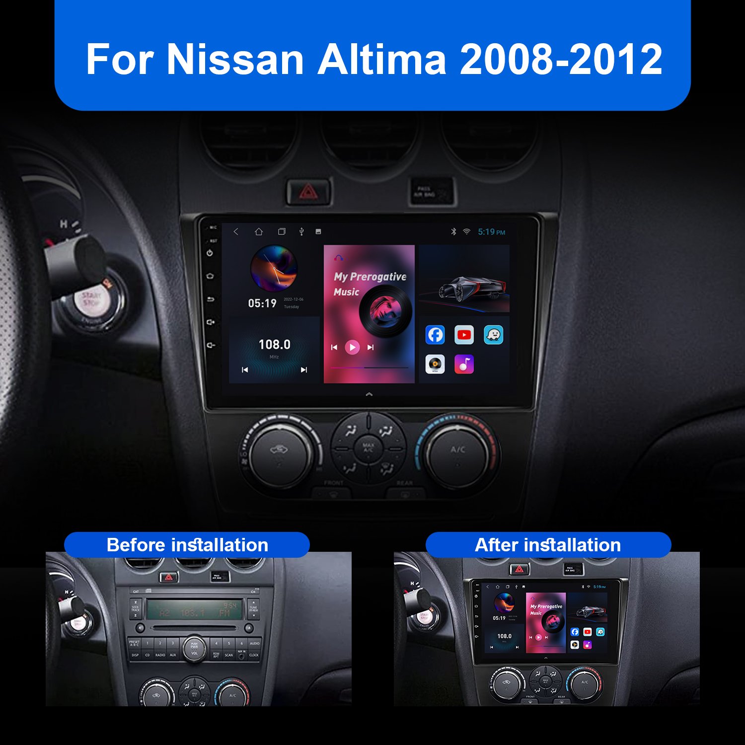 9" 2+32/4+64gb Android 10.1 Car Stereo Car Radio Autoradio Gps Navigation Wifi Bt For Nissan altima 2008-2012
