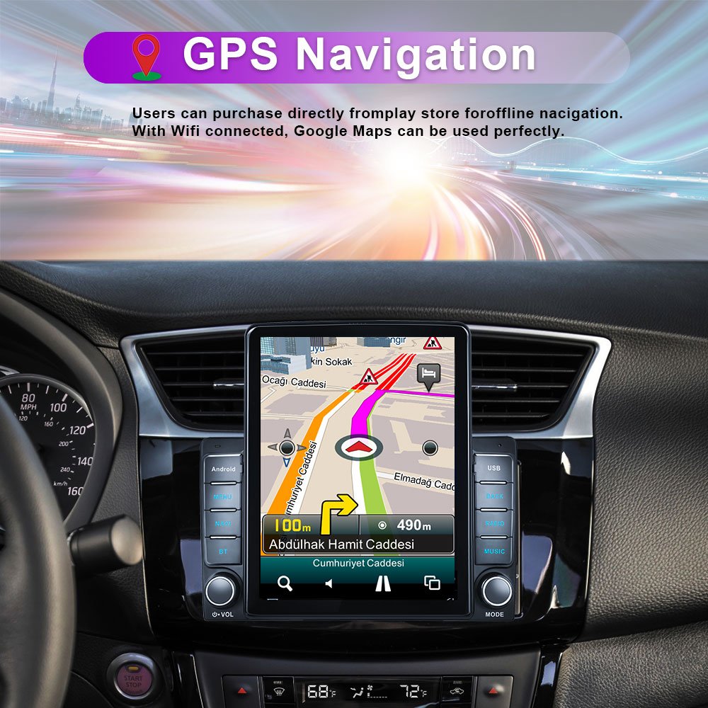 Pofodo 9.5'' Android 13 Car Radio Stereo Vertical Touch Screen for Tesla Style 2 Din Autoradio GPS WIFI BT RDS FM