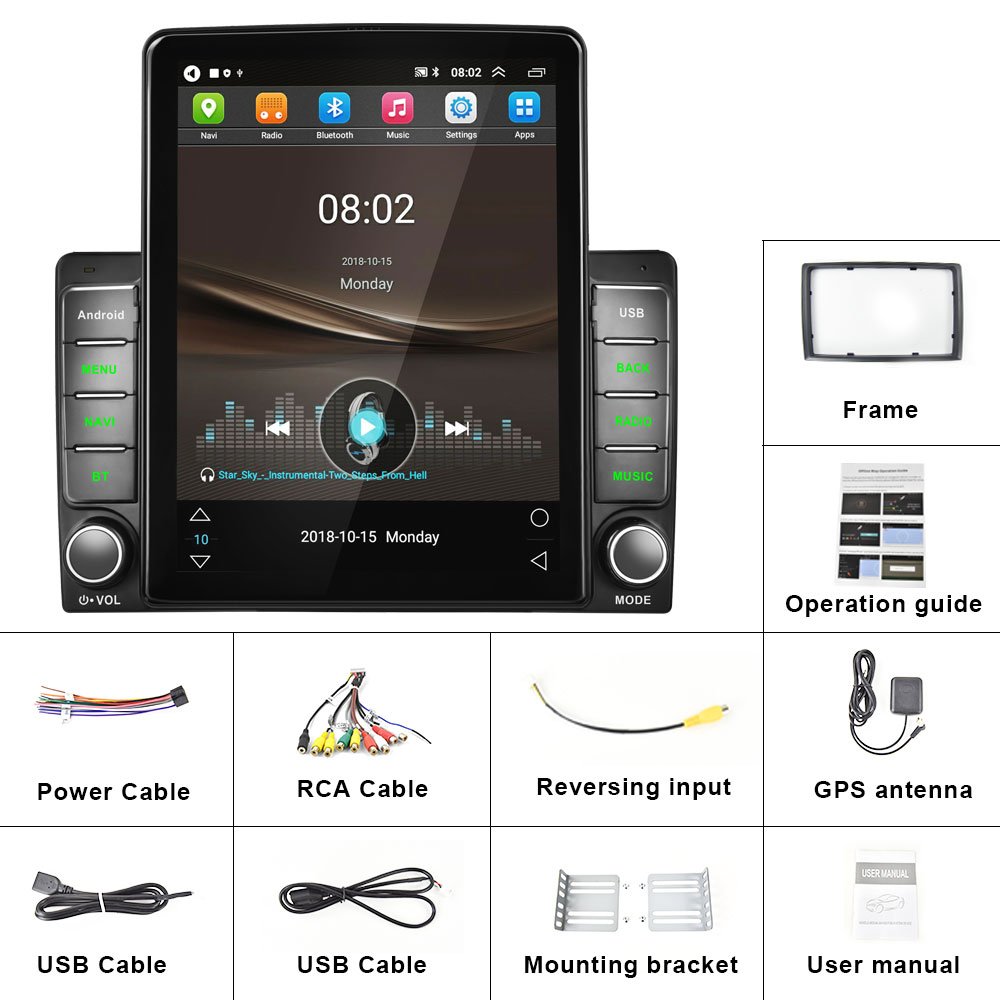 Pofodo 9.5'' Android 13 Car Radio Stereo Vertical Touch Screen for Tesla Style 2 Din Autoradio GPS WIFI BT RDS FM
