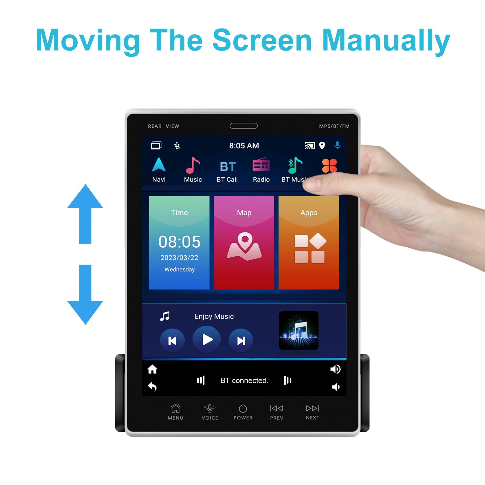 Podofo 1 Din 9.5'' Android Car Radio Auto Electronics 2+64GB Wireless Carplay Android Auto RDS WIFI Fast Charging AHD Camera