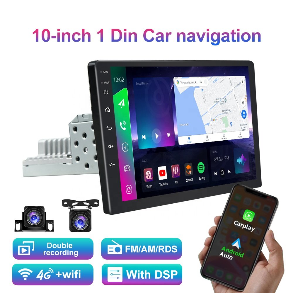 Universal IPS 9/10.1 inch single 1DIN car radio Android GPS 1280*720 8- Core 2+32GB 4G Carplay DSP/RDS Car DVD player