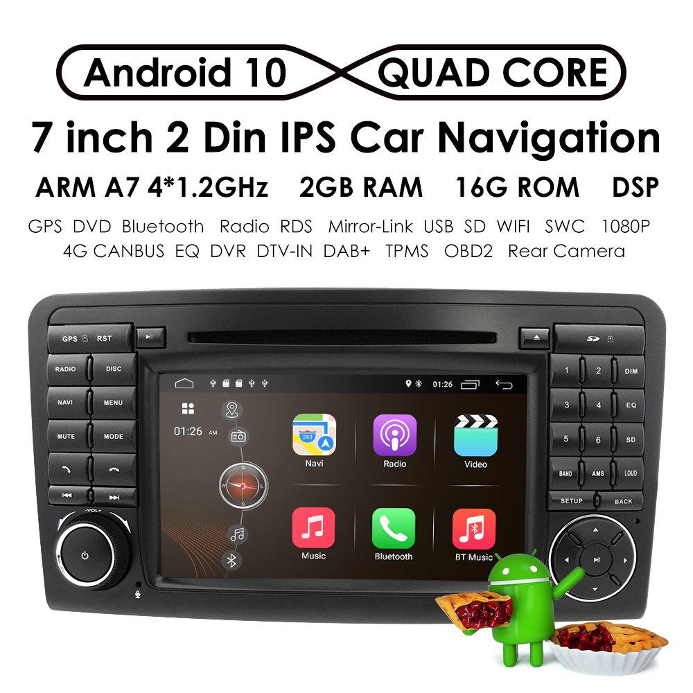 iPoster 7" Android 9.0 2 Din Quad-Core 2 Din 2+16 GB Car Radio DVD Player For Mercedes Benz ML GL