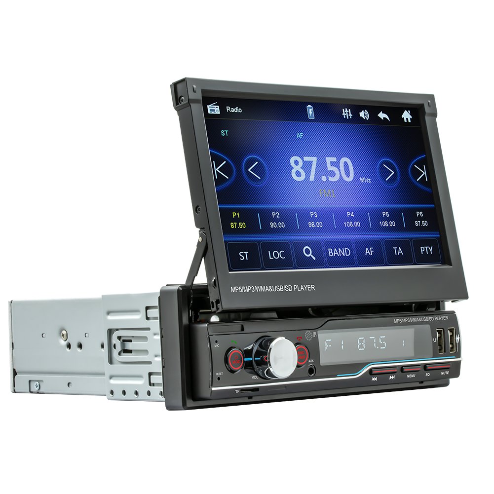 New 7-inch 1din Retractable Touch Screen Car Stereo Radio USB/TF/AUX Dash Player USB AUX Remote Control MP5 Audio Dashboard 5.1