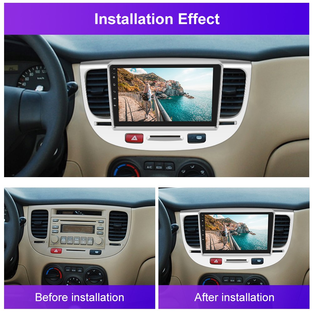 (USA Stock) Podofo 9'' Android Car Radio Carplay Android Auto GPS RDS HIFI Support AHD Cam For Kia RIO 2007 (Silver)