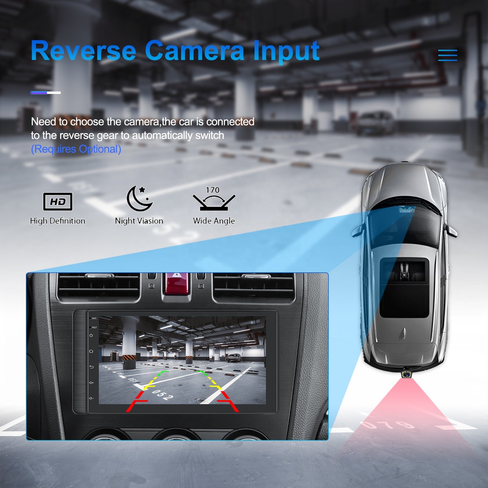 Podofo 2+64GB 7" Double Din Car Stereo Android Car Radio Autoradio Carplay Android Auto GPS WIFI BT FM RDS Support AHD Camera