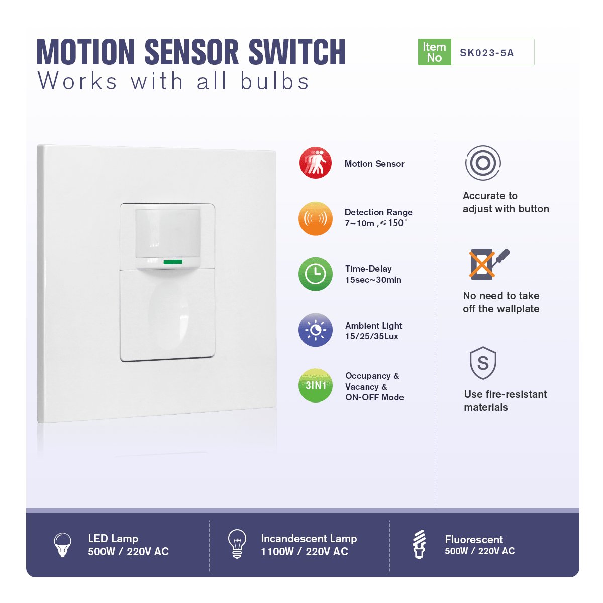 UK Standard Rayzeek motion sensor wireless lighting home infrared pir wireless auto sensor switch for lighting control