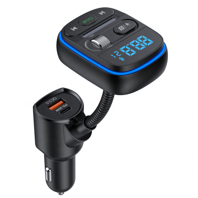 AGETUNR T77 Car Kit Bluetooth Fm Transmitter Mp3 Player U Disk/micro SD Card Music Play Lights BASS EQ Call 30W PD Voice Control