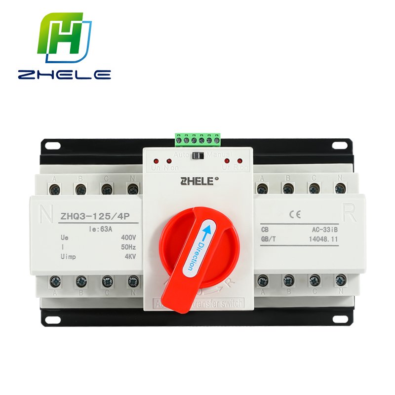 400VAC 63A 100A 125A 2p 3p 4p Three-phase Dual Power Automatic Transfer Switch Solar Generator Automatic Transfer Switch ATS