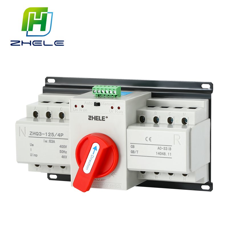 400VAC 63A 100A 125A 2p 3p 4p Three-phase Dual Power Automatic Transfer Switch Solar Generator Automatic Transfer Switch ATS