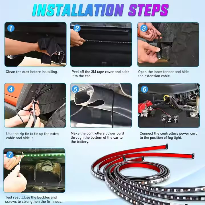Car LED Chassis Light Modification Colorful Voice-controlled Atmosphere Light Bluetooth APP Decorative Light bar