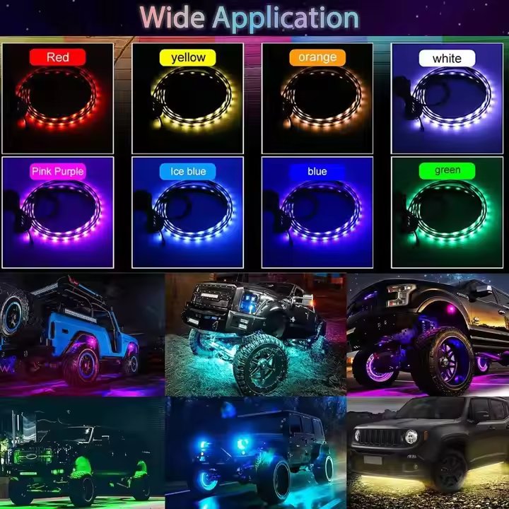 Car LED Chassis Light Modification Colorful Voice-controlled Atmosphere Light Bluetooth APP Decorative Light bar