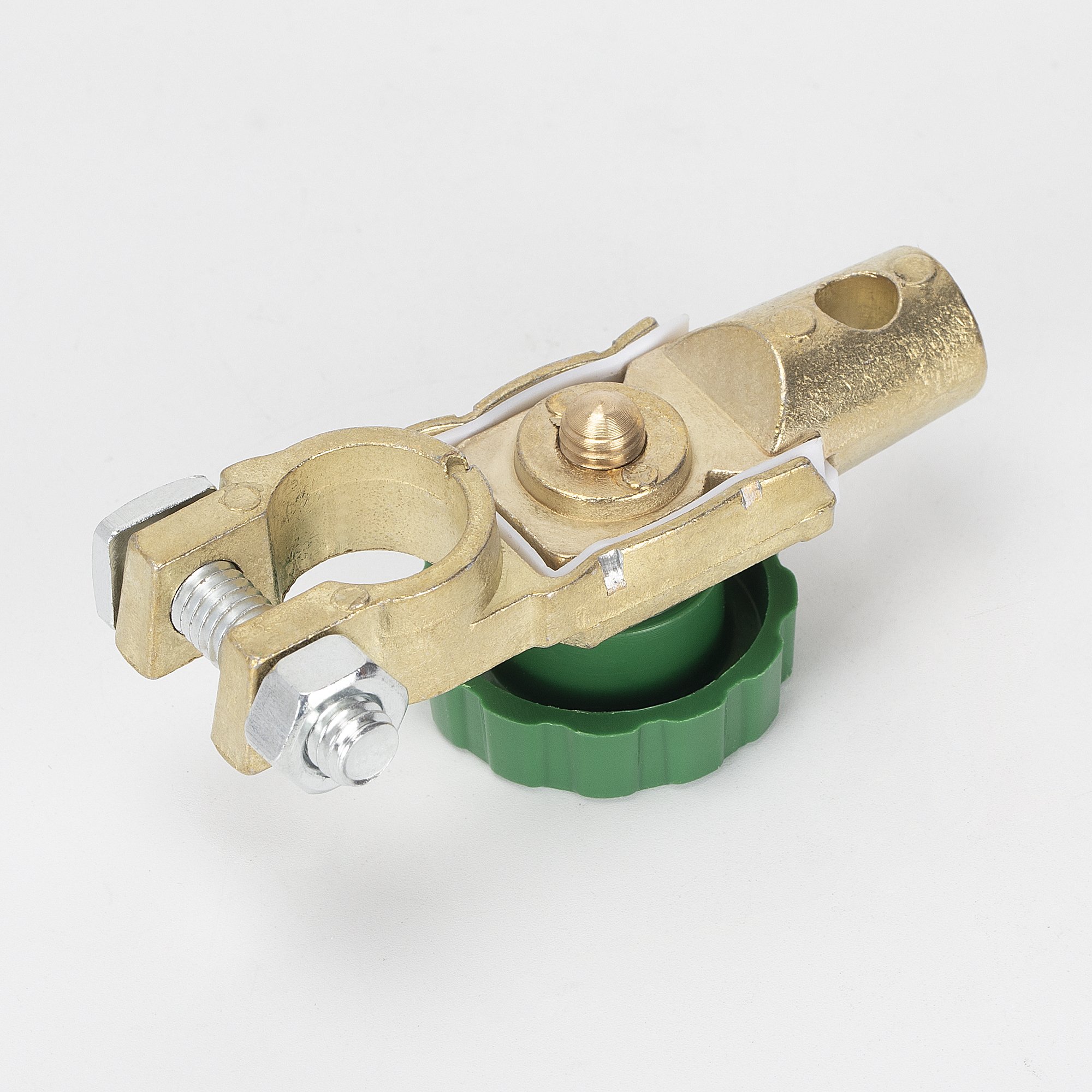 12V Top Post Battery Disconnect Switch With Green Knob for Automotive and Marine Applications