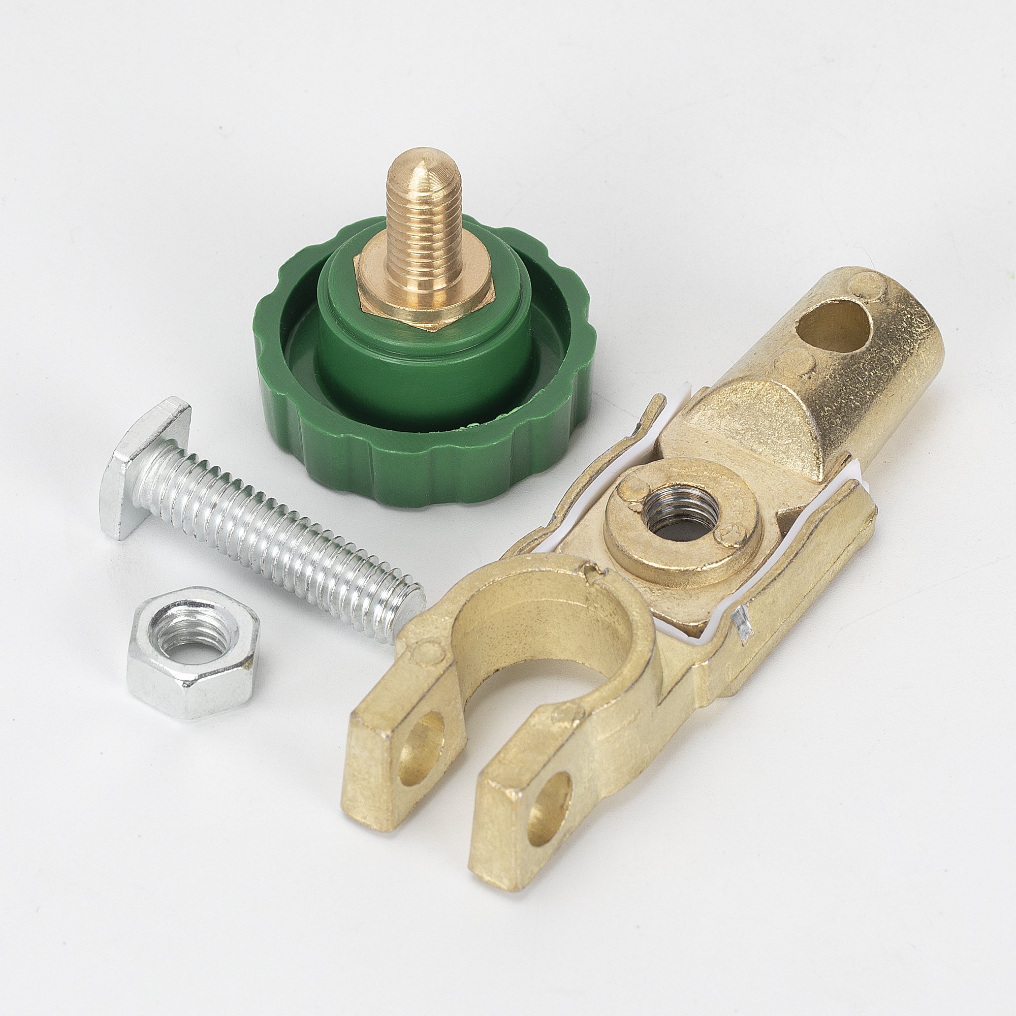 12V Top Post Battery Disconnect Switch With Green Knob for Automotive and Marine Applications