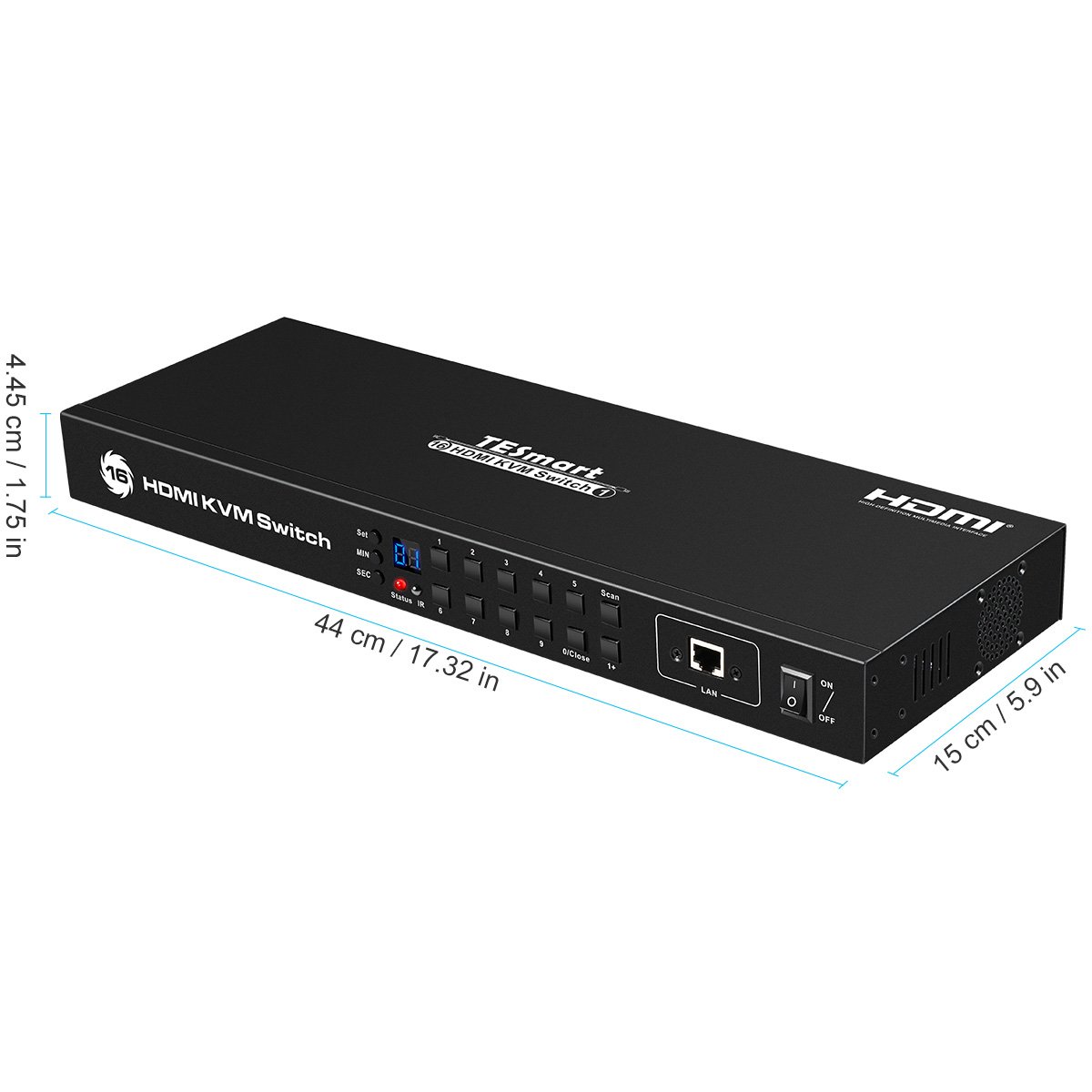 TESmart HDMI KVM Switch 16way Supports 4K Rackmount 16 Port KVM Switch 16x1 EDID Hot Plug Auto Detect KVM Switcher