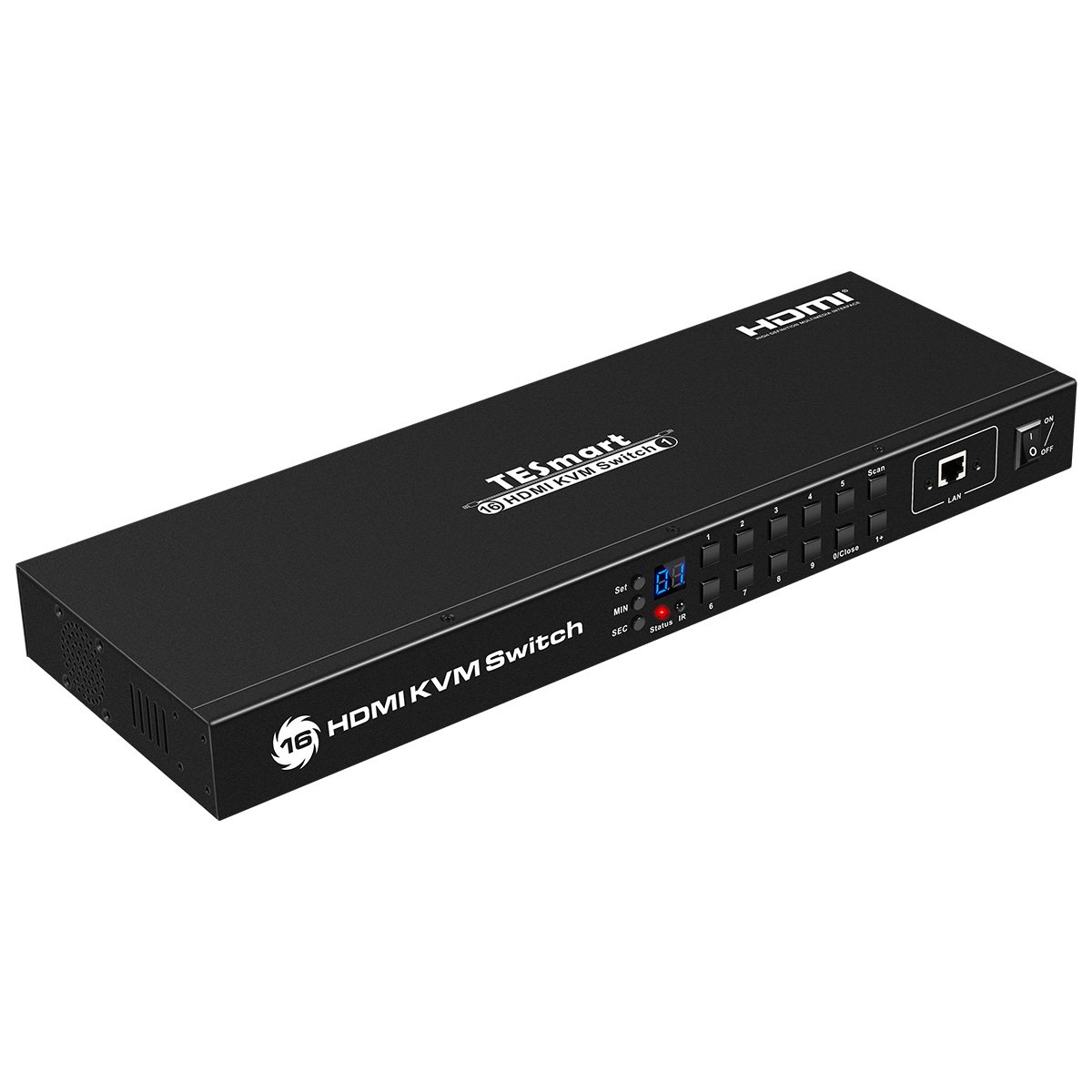 TESmart HDMI KVM Switch 16way Supports 4K Rackmount 16 Port KVM Switch 16x1 EDID Hot Plug Auto Detect KVM Switcher