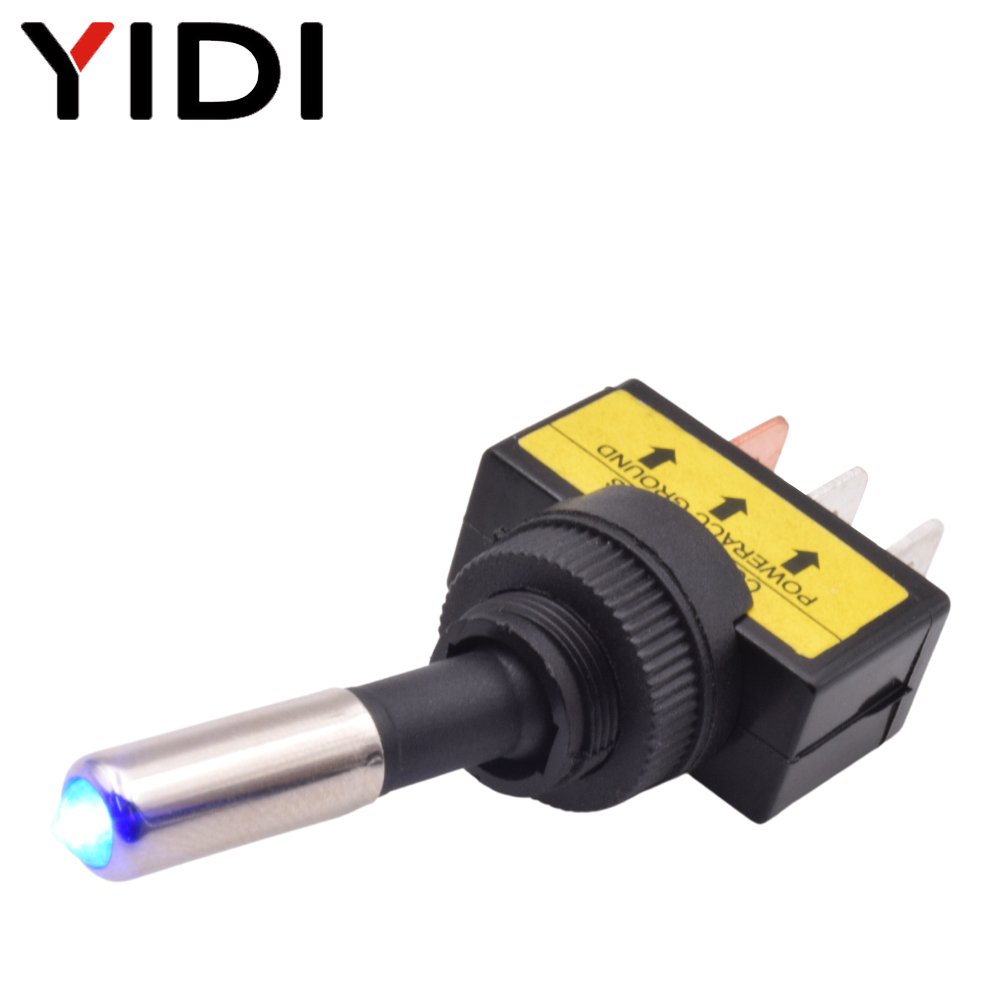 ASW-07D on OFF Switch 12V 24V 3 Pin SPST Push Locking Lever Auto Toggle Lamp Light Switch Rocker With LED Indicated Red Green