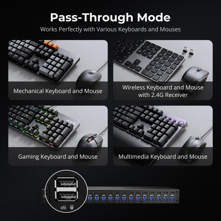 TESmart 16 Port KVM Switch Support 4K60HZ USB 3.0 Hot Plug Hot Key RS232 LAN Port Control EDID 16x1 HDMI Video Switcher