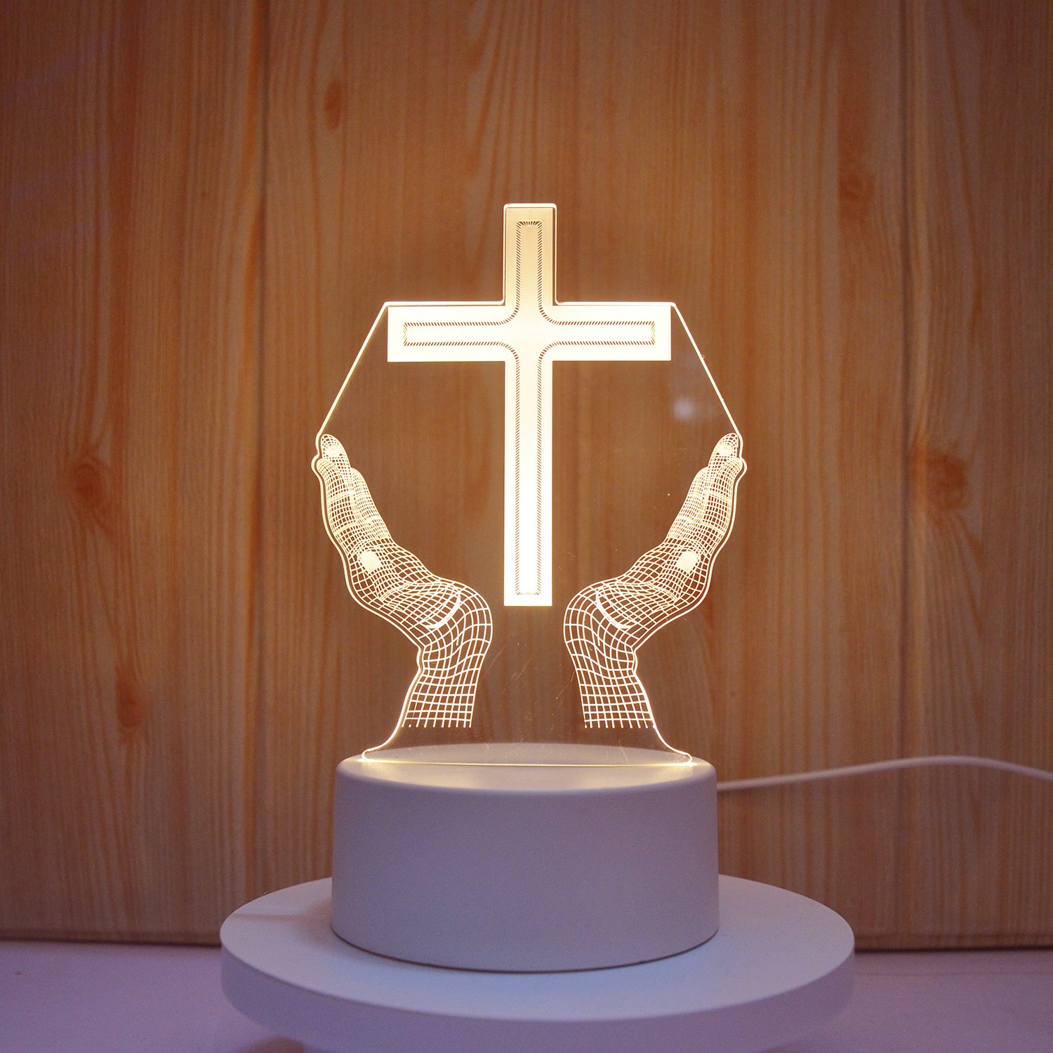 Wholesale Christian Jesus Virgin Mary Statue Product Baby Decor Favor Islam Gifts Toys Ramadan Led Night Lamp 3D Acrylic Light