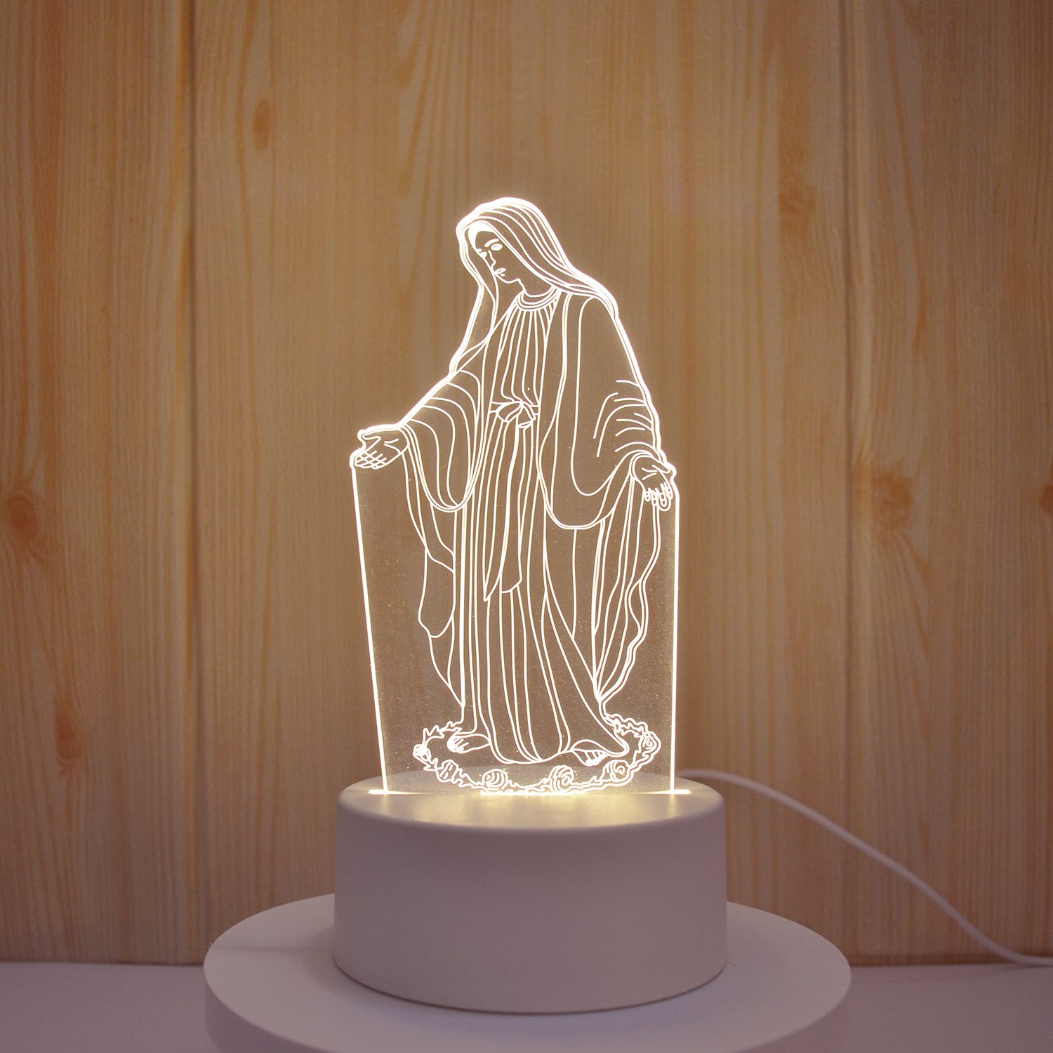 Wholesale Christian Jesus Virgin Mary Statue Product Baby Decor Favor Islam Gifts Toys Ramadan Led Night Lamp 3D Acrylic Light