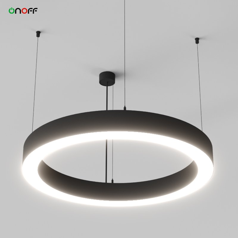 Modern Round Led Lighting Fixture Office Linear Circle Light 55mm Wide Slim Profile Lights