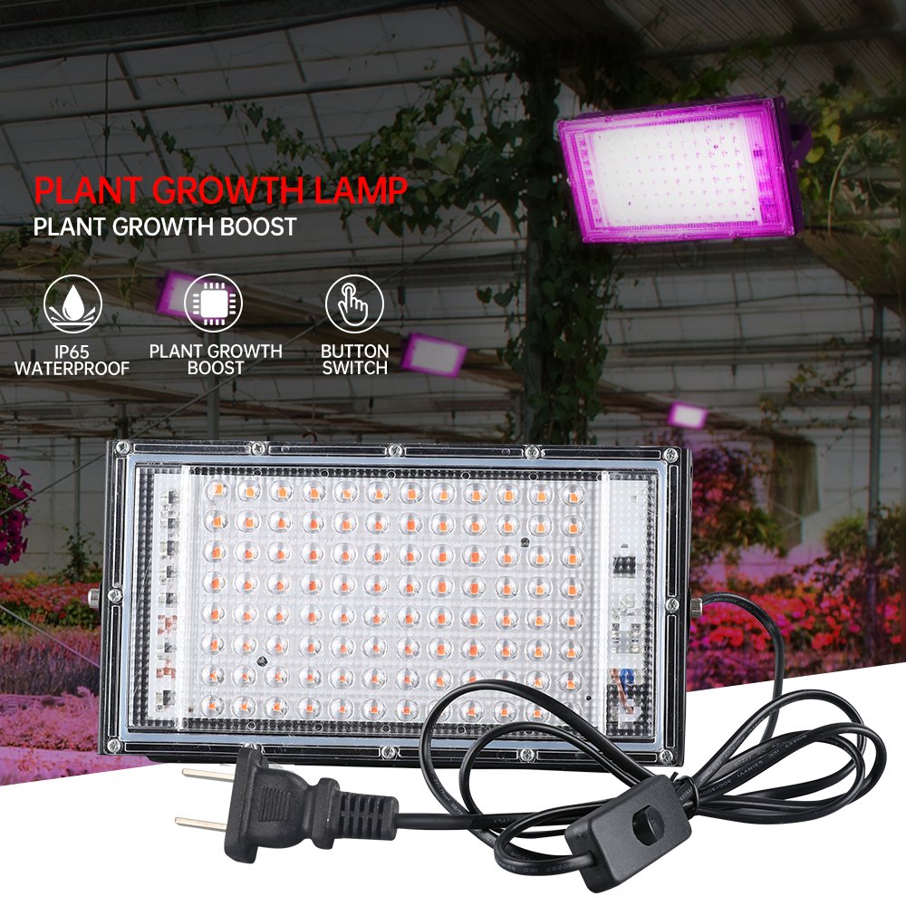 NEW AC220V Waterproof 100W Floodlight Spotlighting Led Commercial Full Spectrum Led Plant Grow Lights Greenhouse Growth Lamp 90