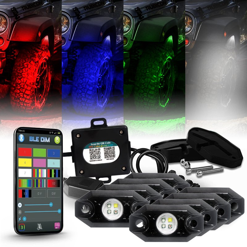 LED Rock Lights 12V Blueteeth 4/ 6 / 8 /12 Vainas 9W RGB Colorful Waterproof Car Accessories