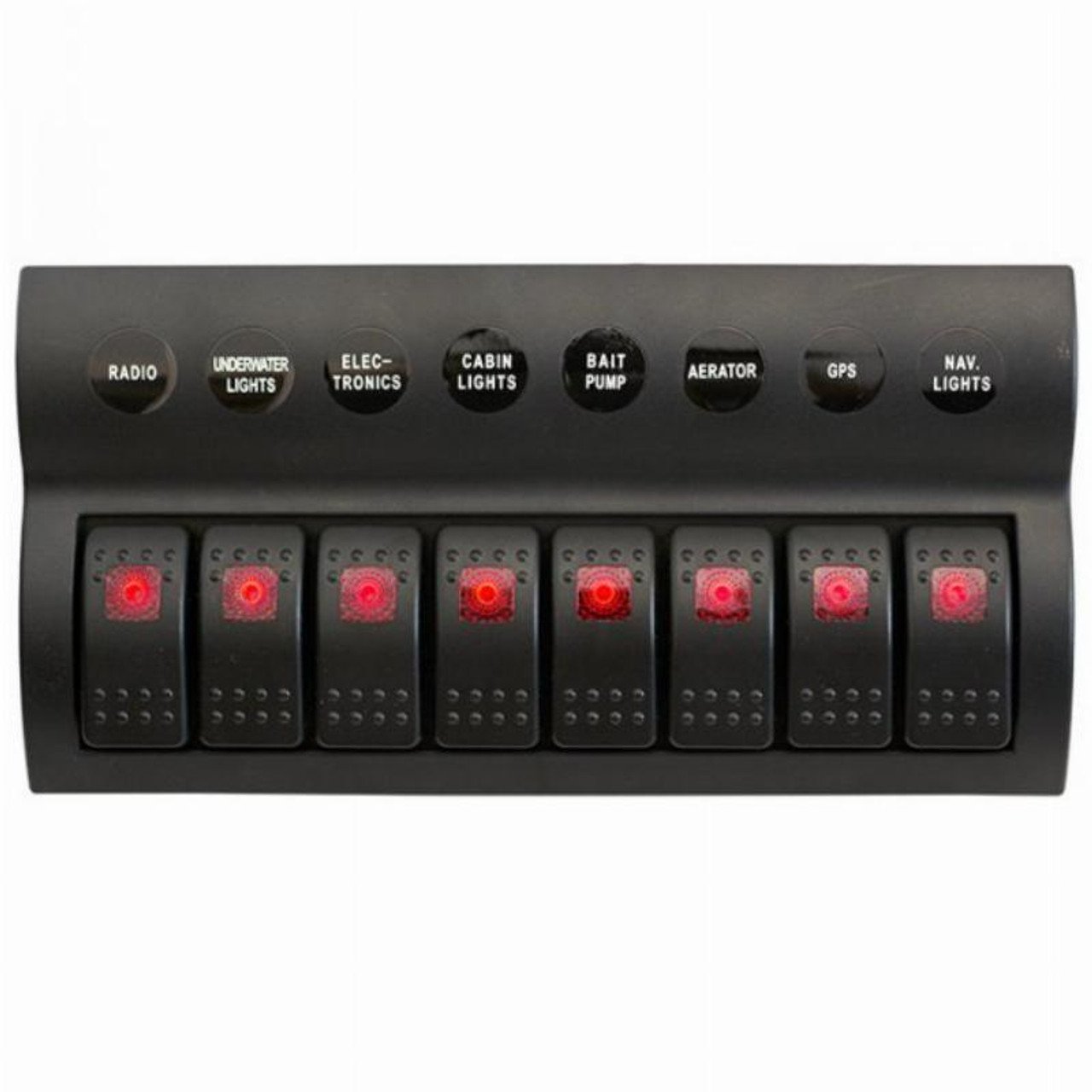 8 GANG MARINE BOAT SPLASHPROOF SWITCH PANEL WITH LED INDICATOR ROCKER AUTO FUSES