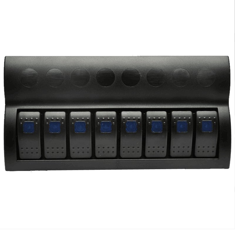 8 GANG MARINE BOAT SPLASHPROOF SWITCH PANEL WITH LED INDICATOR ROCKER AUTO FUSES