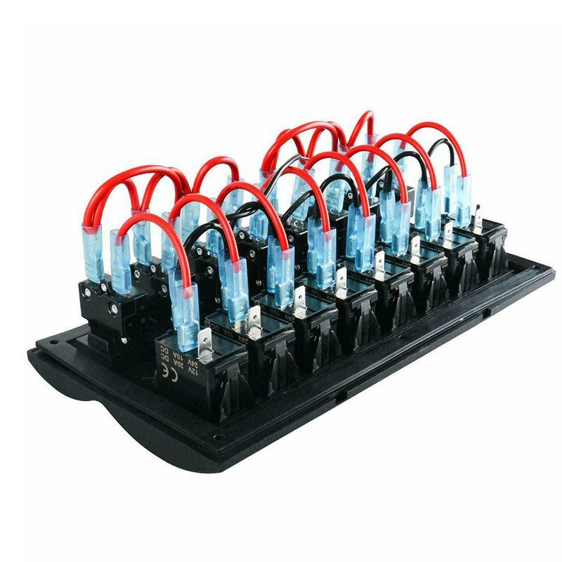 8 GANG MARINE BOAT SPLASHPROOF SWITCH PANEL WITH LED INDICATOR ROCKER AUTO FUSES
