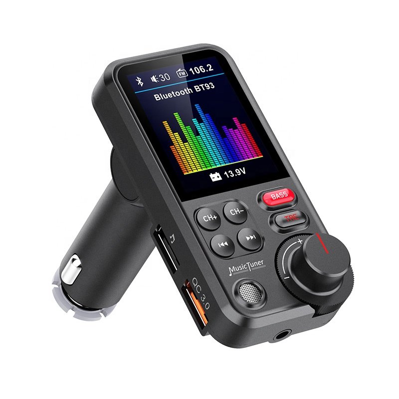 Original Design New Products Big Colorful TFT Display Blue Tooth Car Mp3 Player Fm Transmitters QC3.0 Quick Charge Car Charger