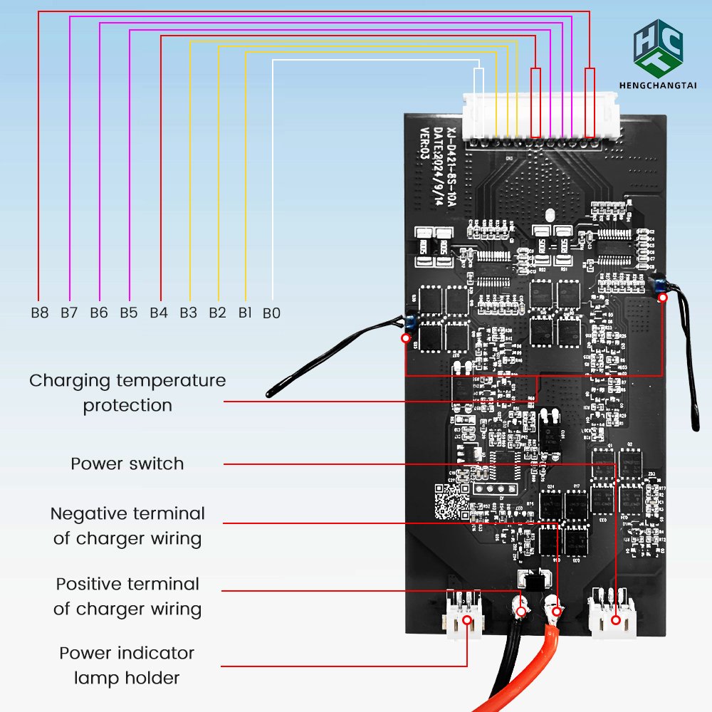 HCT BMS 4S 8S 10A 12V 24V 32V Car Truck Motorcycle Starting BMS for LFP NMC Lithium Battery